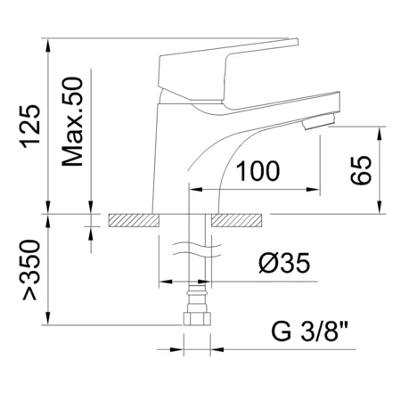 Medidas Grifo lavabo monomando Go!