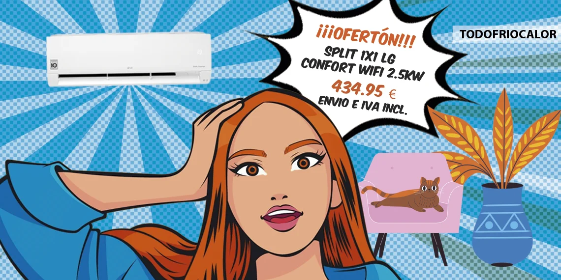 Aire Acondicionado split 1x1 LG Confort Wifi 2,5kw