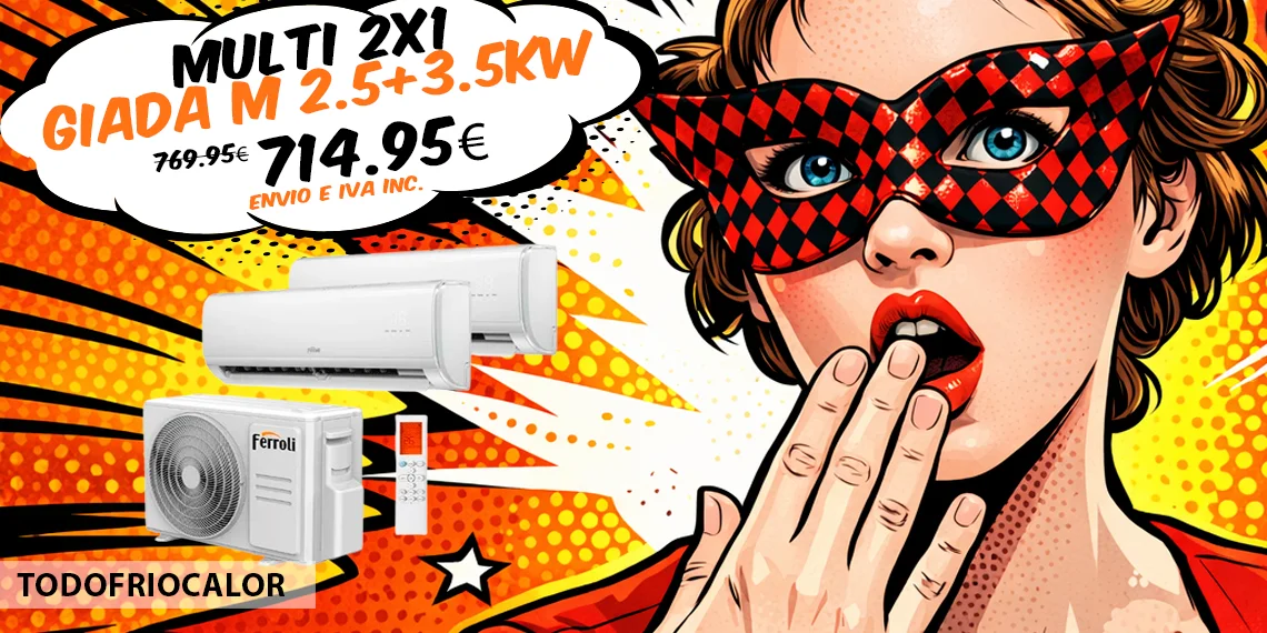 Aire acondicionado multisplit 2x1 de 2.5kw y 3.5kw Giada M de Ferroli